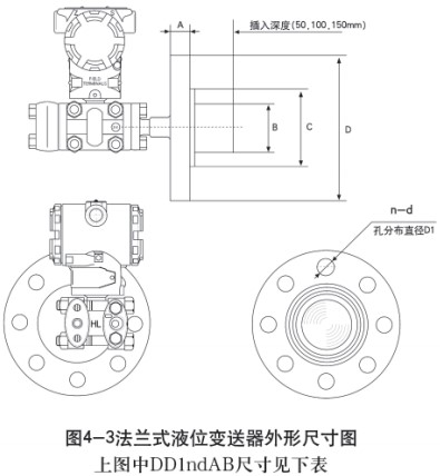 液氨儲罐液位計法蘭式外形尺寸圖